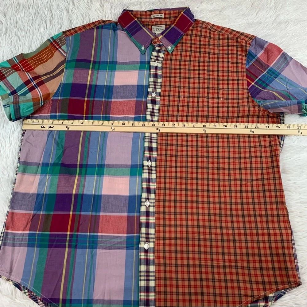 J‎ Crew Relaxed short-sleeve Indian madras button up shirt in mixed plaid